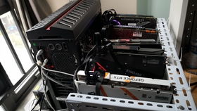 An intricate view of a modern mining rig in action, illustrating the hardware's role in powering cryptocurrency networks