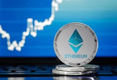 Ethereum logo against a background of circuit boards, representing the shift in mining focus.